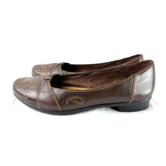 Clarks Brown Top Stitch Design Flats, Women's Size 10M - Picture 4 of 8